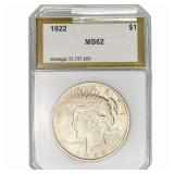 1922 Silver Peace Dollar PCI MS62
