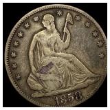 1858-O Silver Half Dollar LIGHTLY CIRCULATED