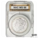 1881-O Morgan Silver Dollar NAC MS66
