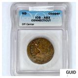 ND Copper Connecticut Token ICG AG3 Off Center