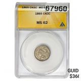 1865 Nickel Three Cent ANACS MS62 CN3C