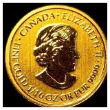 2015 1/10oz Gold $5 Canadian SUPERB GEM BU