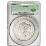 1881-S Morgan Silver Dollar CAC MS64+