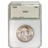 1959 Franklin Half Dollar PCI MS63