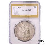 1874-S Silver Trade Dollar PGA MS60