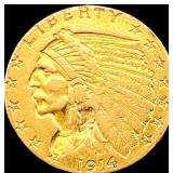 1914 Indian Head $2.5 Gold Quarter Eagle CLOSELY U