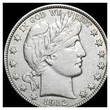 1912-D Silver Barber Half Dollar CLOSELY UNCIRCUL