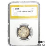 1908 Barber Quarter PGA PR65 Cameo