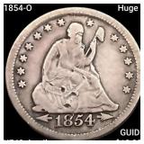 1854-O Huge O Seated Liberty Quarter NEARLY UNCIRC