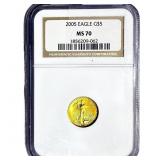 2005 1/10oz $5 Gold Eagle NGC MS70