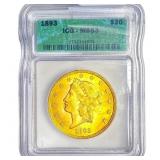 1893 $20 Gold Double Eagle ICG MS63
