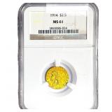 1914 $2.50 Gold Quarter Eagle NGC MS61