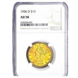 1906-D $10 Gold Eagle NGC AU58