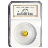 1886 Octagonal California Gold Quarter NGC MS64 PL