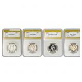 [4 Coins] 1945-1956 Washington Silver Quarter PGA