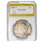 1924-S Silver Peace Dollar PGA MS64