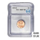 2010-D Lincoln Shield 1C ICG MS67 RD