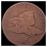 1857 Copper-Nickel Flying Eagle Cent LIGHTLY CIRCU