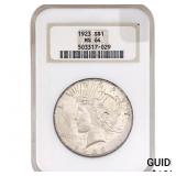 1923 Silver Peace Dollar NGC MS64
