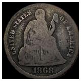 1868 Seated Liberty Dime NICELY CIRCULATED