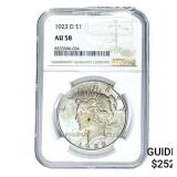 1923-D Silver Peace Dollar NGC AU58