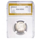1943-D Washington Silver Quarter PGA MS66