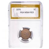 1876 Indian Head Cent PGA MS64 RED