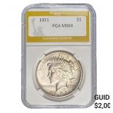 1921 Silver Peace Dollar PGA MS64