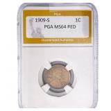 1909-S Wheat Cent PGA MS64 Red