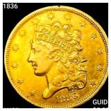 1836 $5 Gold Half Eagle CHOICE AU