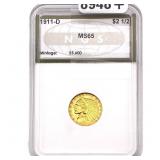 1911-D $2.50 Gold Quarter Eagle NGS MS65