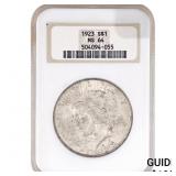 1923 Silver Peace Dollar NGC MS64