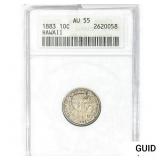 1883 Kingdom of Hawaii Dime ANACS AU55