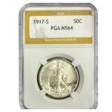 1917-S Walking Liberty Half Dollar PGA MS64
