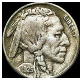 1925-S Nickel Five Cents Buffalo ABOUT  UNCIRCULA