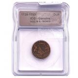 1726-1793 VOC N.E. Indies Bronze Duit ICG Genuine