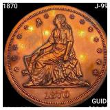 1870 J-998 Copper One Dollar Pattern Pf GEM PROOF