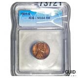 1931-S Wheat Cent ICG MS64 RB