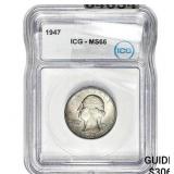 1947 Washington Silver Quarter ICG MS66