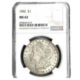 1902 Morgan Silver Dollar NGC MS62