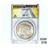 1927-D Silver Peace Dollar ANACS MS61
