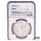 1890-S Morgan Silver Dollar NGC MS61
