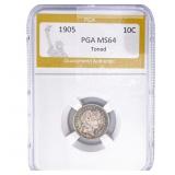 1905 Barber Dime PGA MS64 Toner
