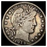 1914-S Silver Barber Half Dollar NEARLY UNCIRCULAT