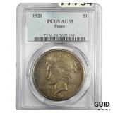 1921 Silver Peace Dollar PCGS AU58