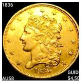 1836 $5 Gold Half Eagle CHOICE AU