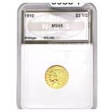 1910 $2.50 Gold Quarter Eagle NGS MS65