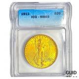 1911 $20 Gold Double Eagle ICG MS63