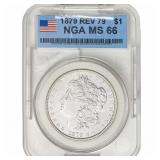 1879 Rev. 79 Morgan Silver Dollar NGC MS66