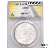 1885 Morgan Silver Dollar ANACS MS63